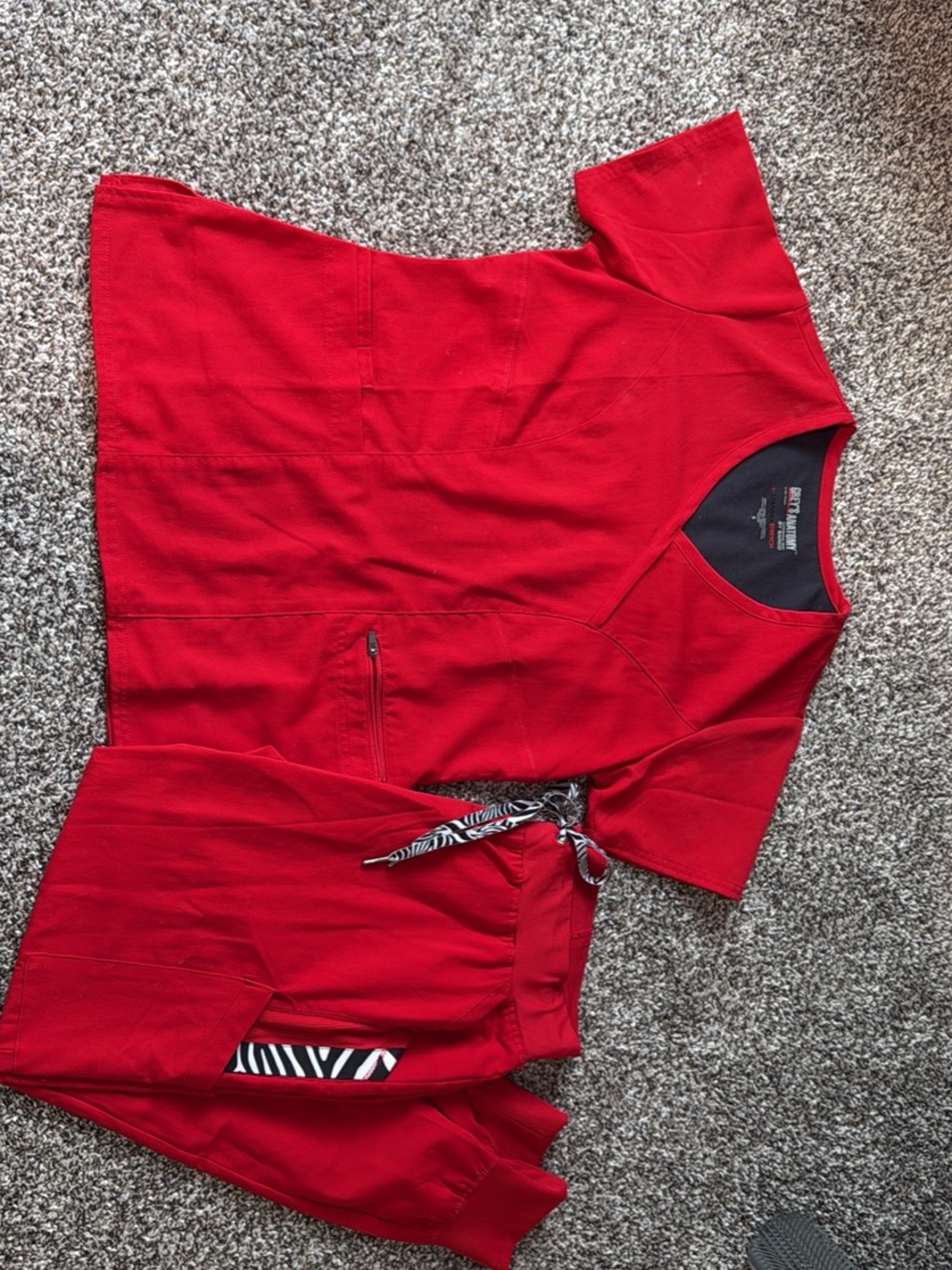 Grey's Anatomy Red Women's Scrub Top and Pants Set